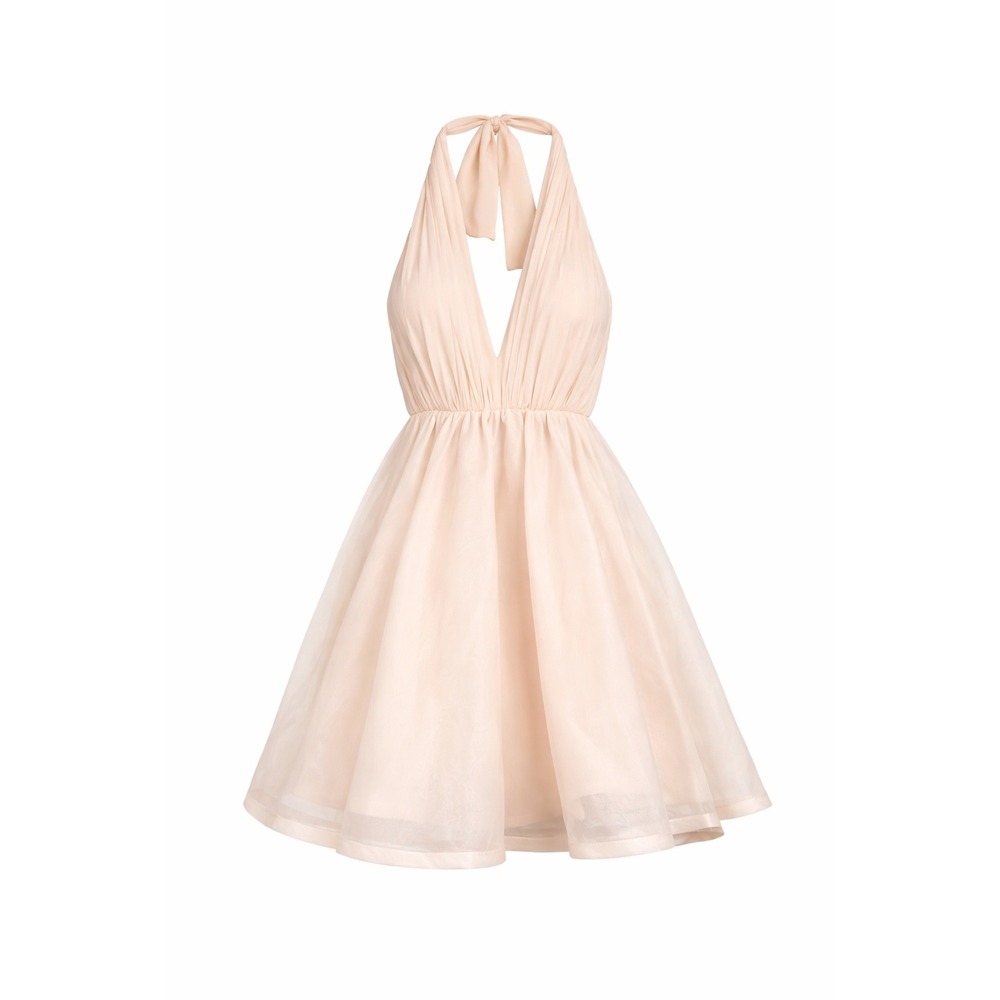 Alice‎ + Olivia Blush Halter Plunge Fit Flare Dress Size 2